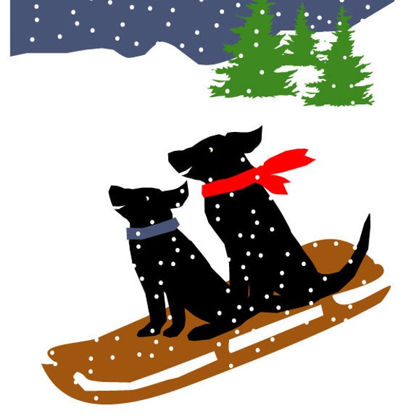 greeting card collection black labs in winter 8 cards special