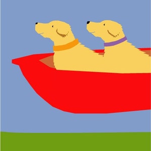 note cards yellow labs in red rowboat illustrated notecards image 2