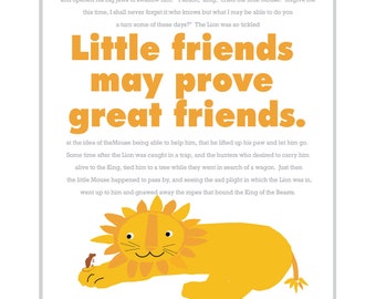 Aesop Fable Matted Print Little Fiends May Prove Great Friends