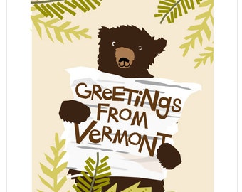 Greeting Card Greetings  from Vermont Black bear funny note card