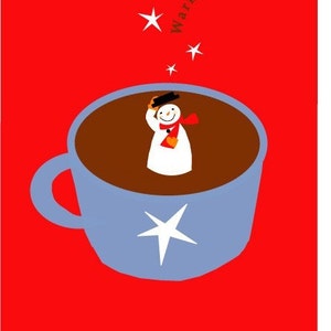 greeting cards snowman in cocoa note cards
