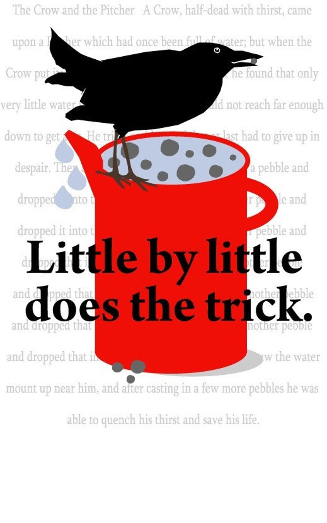 Aesop Fable Print the Crow and the Pitcher - Etsy
