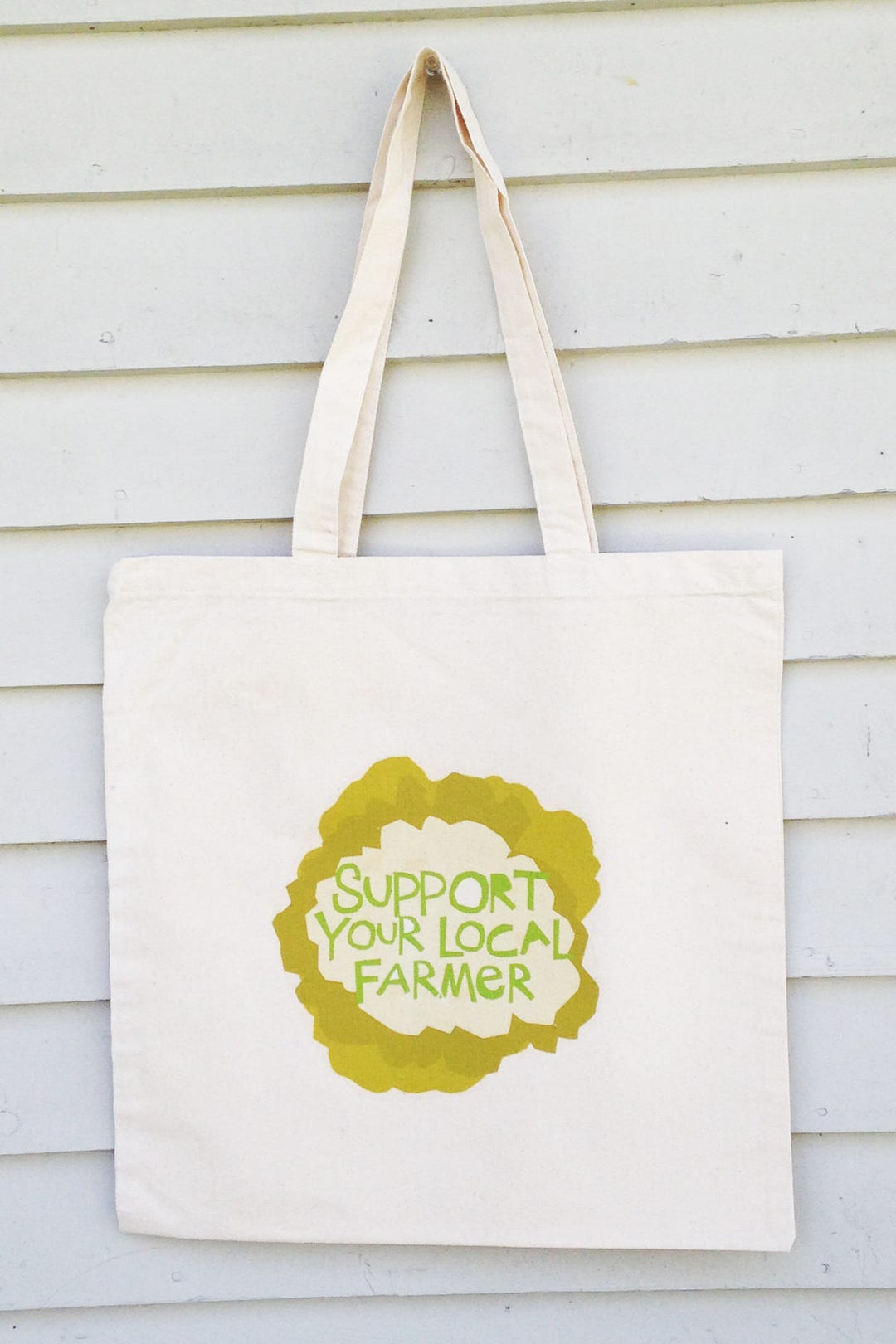 Canvas Tote Bag Support Your Local Farmer Cauliflower Etsy