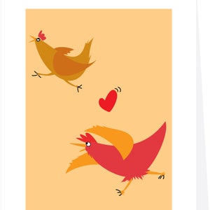 Greeting card funny chickens  card hey come back here I love you