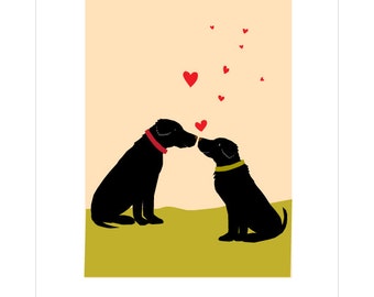 Labradors Valentine floating hearts greeting cards