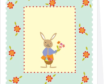 greeting card cute little bunny easter spring