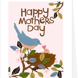 greeting card happy mothers day cute robins card