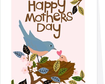 greeting card happy mothers day cute robins card