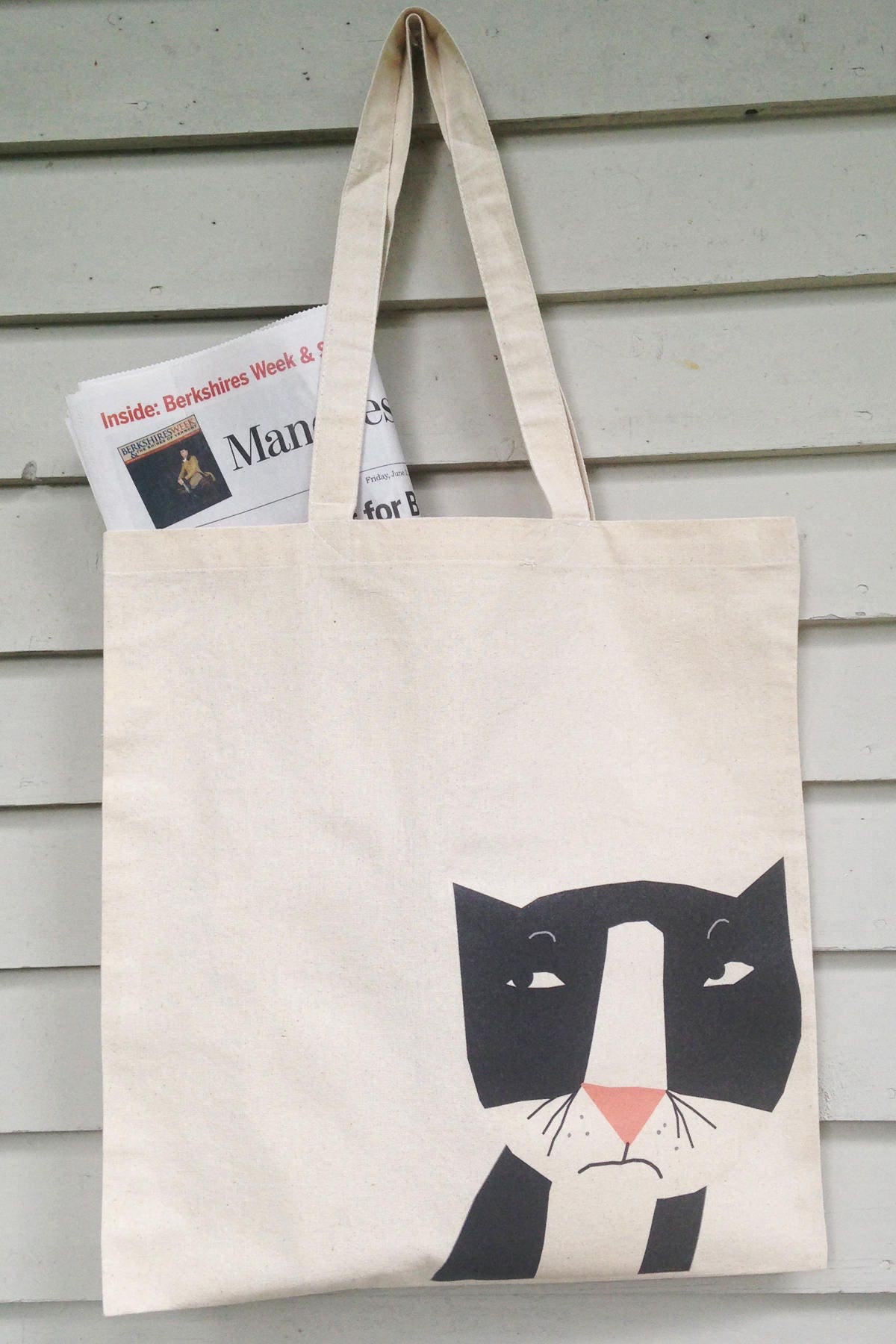 Canvas Tote Bag Cute Gray Cat With Orange Scarf Market Tote - Etsy