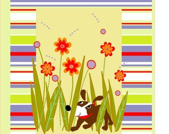 card collection small dog hiding in flowers greetings