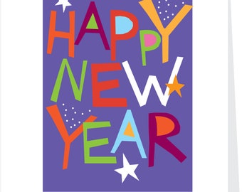 greeting card Happy New Year hand drawn type