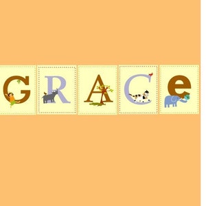 Custom name alphabet prints spell out your child&#39;s name nursery art