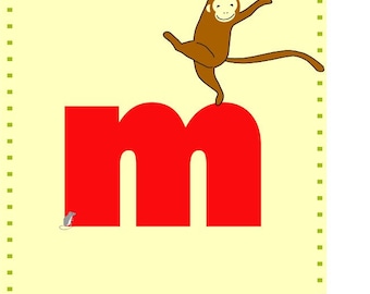 letter M nursery card print 5x 7