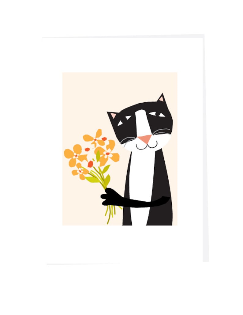 Tuxedo Cat Note Card Set original illustration my funny cat handmade greeting cards image 1