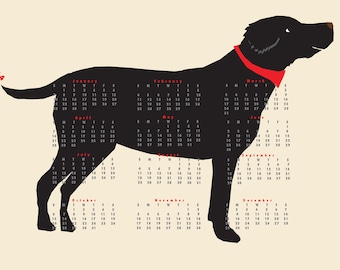 2024 Black Lab Dog Calendar wall calendar poster 12x 18 inches