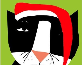 funny christmas card bah humbug tuxedo cat