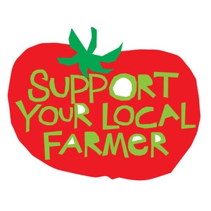 support your local farmer bumper sticker die cut tomato