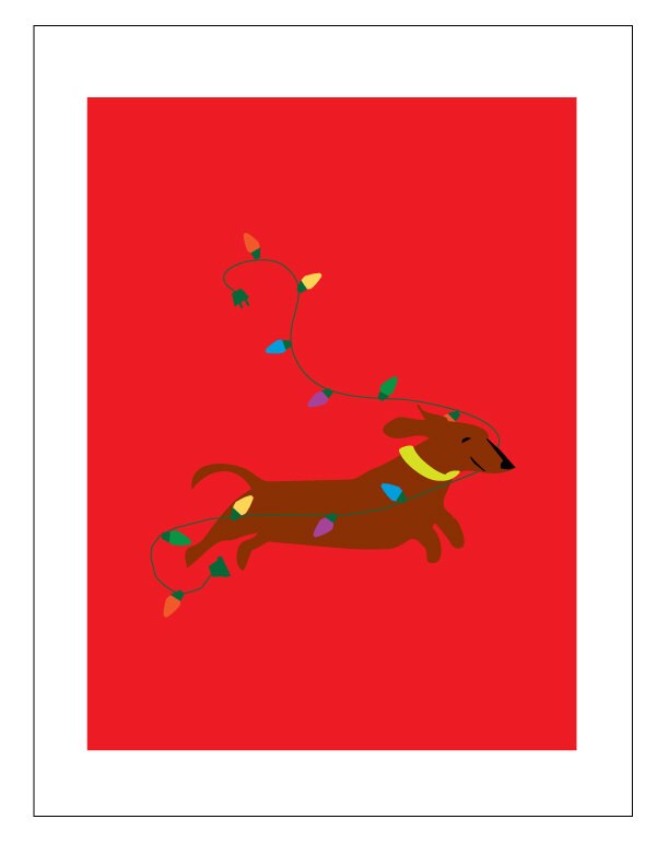 holiday card collection dachshund with christmas lights