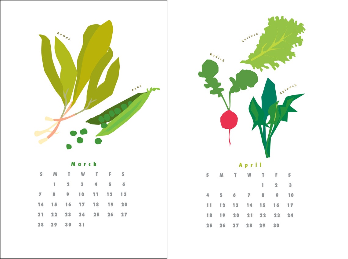 Farmers Market 2021 Wall Calendar Original Illustrations Etsy