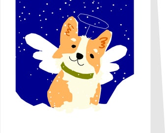 Holiday Angel Corgi Greeting Cards