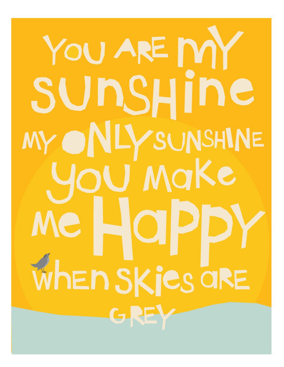 You Are My Sunshine Print Original Illustration 8 X 10 Inch in an 11 ...
