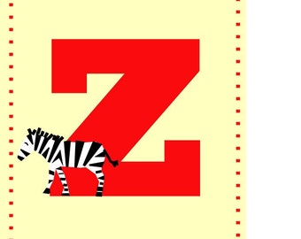 Z for zebra - Alphabet art - Alphabet print - ABC wall art - Abc print - Nursery art - Nursery decor - Kids room decor - Children's art
