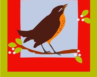 note cards singing spring robin