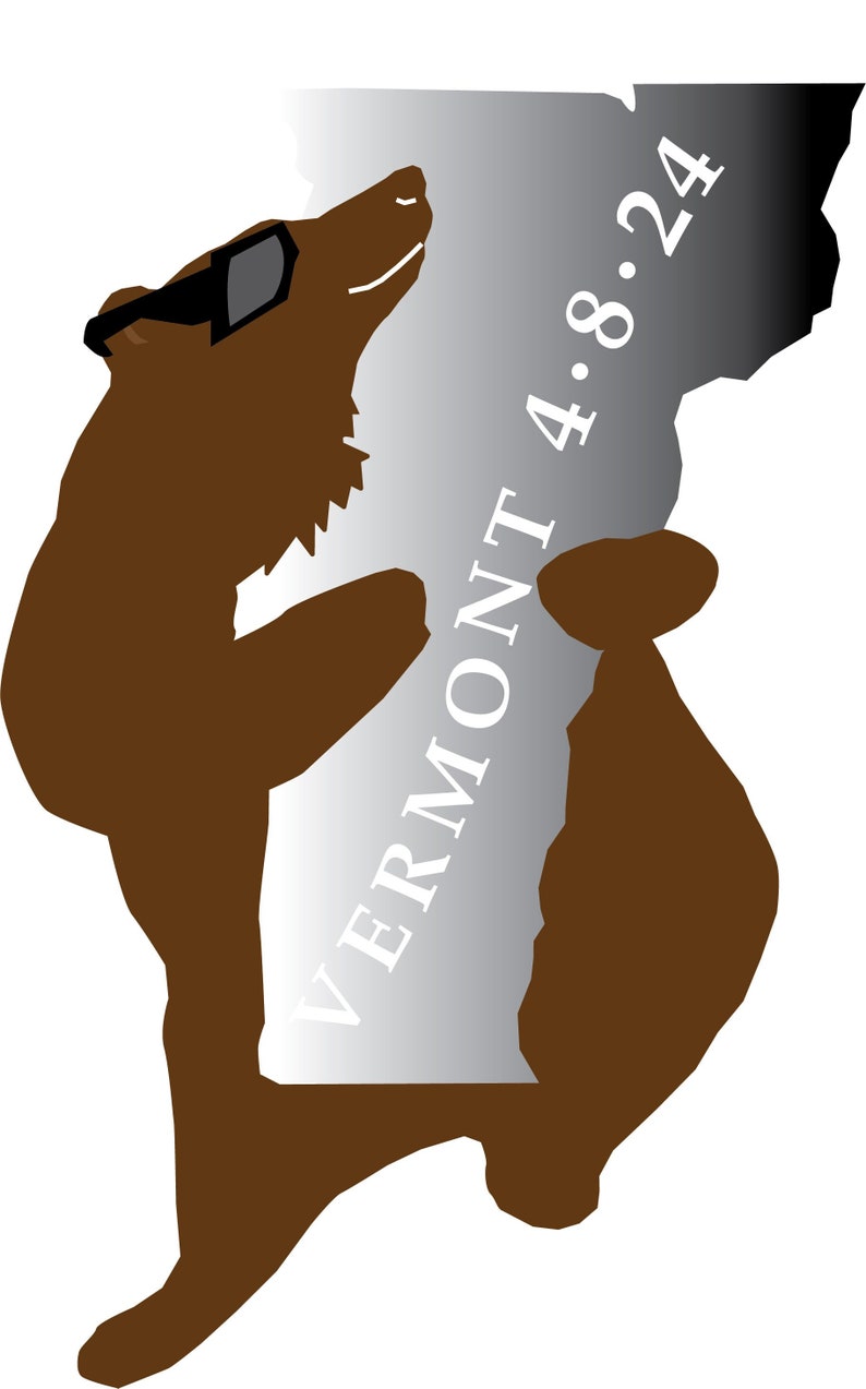 2024 Solar Eclipse Vermont Bear Bumper Sticker image 1