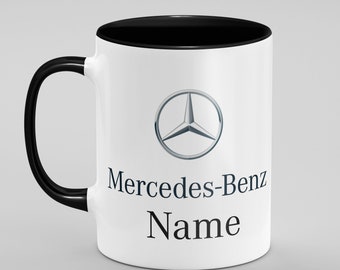 Taza personalizada con nombre de coche MERCEDES - Regalo para papá, hijo, abuelo o conductor - Bonita y novedosa taza de café y té de 325 ml y 433 ml - Varios colores