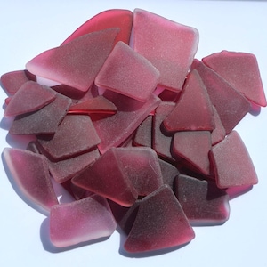 Deep Pink Sea Glass Pieces: Hand-Cut Tumbled Matte Glass, 3 oz
