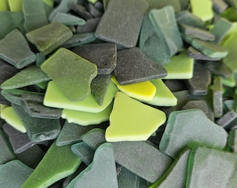 Green Sea Glass Pieces: Hand-Tumbled Mosaic Supplies- 6 oz