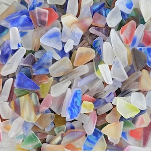 Sea Glass – Confetti Chips - Hand-cut and tumbled for Crafts, Jewelry, Resin Art, or Coastal Decor, Tumbled Matte Glass - 1/2 lb. Bulk order