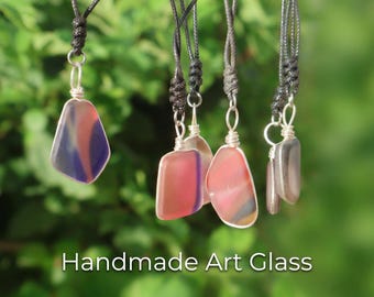 Cultured sea glass necklaces - Multicolored - Adjustable cord - Bulk sets (1, 5, 10) - Handmade on St. Croix