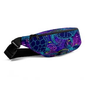 Sea Turtle Neon Fanny Pack Waist Bag | Hands-Free Travel Belt Bag | Festival, Hiking, Everyday FREE SHIPPING
