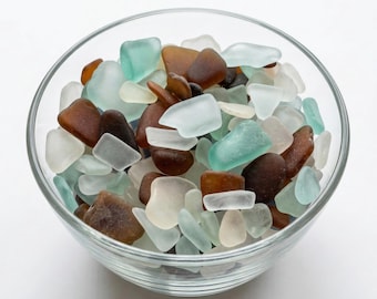 Genuine Sea Glass Mix – Aqua, Brown and White – St. Croix Caribbean Beach Glass – Jewelry & Craft Supplies – 6 oz Bulk