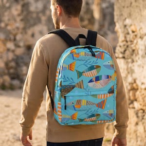 Fun Caribbean Fish Backpack for Kids & Adults, Laptop Pocket, Island Chic School Work Travel