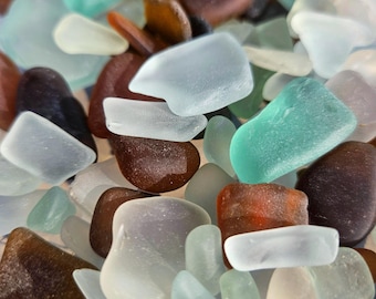 Genuine Sea Glass Mix – Aqua, Brown and White – St. Croix Caribbean Beach Glass – Jewelry & Craft Supplies – 6 oz Bulk
