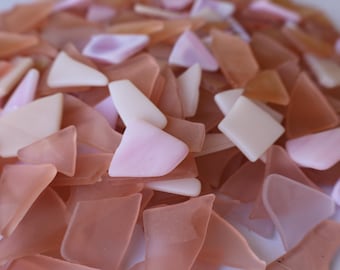 Peach & Pink Sea Glass Mosaic Tiles: Flat Tumbled Crafting Glass