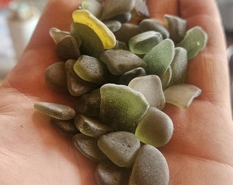 Mezcla de vidrio marino auténtico – Verdes de camuflaje – Vidrio de playa caribeño de St. Croix – Materiales para joyería y manualidades – A granel de 170 g