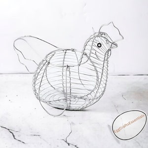 Chicken Egg Storage Basket | Stainless Steel | Wire Basket | Modern Minimalist Style | Organization | Chicken Shaped Storage