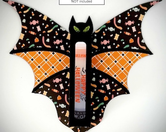 Etiqueta para bálsamo labial de murciélago de Halloween, porta billetes con pestaña trasera, SVG, bálsamo labial, recuerdo de fiesta, adorno para regalo