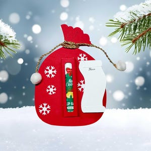 Santa’s Sack, Bag, Christmas  Lip Balm, Lip Gloss, Money Holder Tag with pull tab back, SVG, Stocking Stuffer, Party Favor, Gift Topper