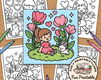 Bold- Easy Valentine Coloring Pages | Cozy Girl Moments | Thick and Simple Lines (PDF Download)