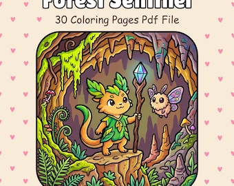 Forest Sentinel Coloring Pages, Magical Creatures, Nature Spirits, Bold Thick Lines (PDF PNG)