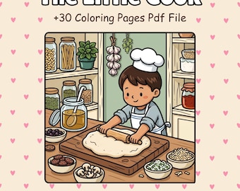 Little Chef Coloring Pages, Bold Easy Food Baking Activity (Digital Download)