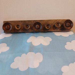 Vintage Gold Knob Rail Organizer: Refinished Wood, Boho Wall Hanger