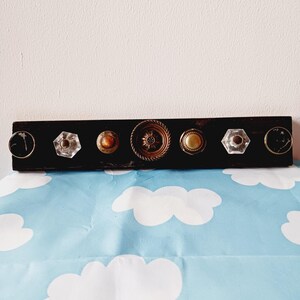 Knob Rail for Necklaces Aprons Leashes Etc Recycled Refinished Wood Vintage Upcycled Knobs Sturdy Back Hangers