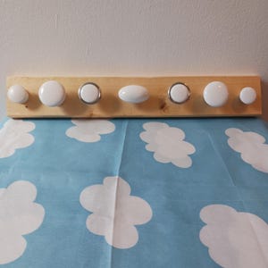 Knob Rail for Necklaces Aprons Leashes Etc Recycled Refinished Wood Vintage Upcycled Knobs Sturdy Back Hangers