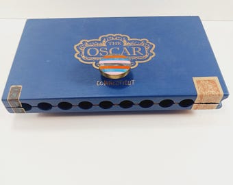 CIGAR BOX Upcycled The Oscar w/ Handle & Feet Lined in Fabric