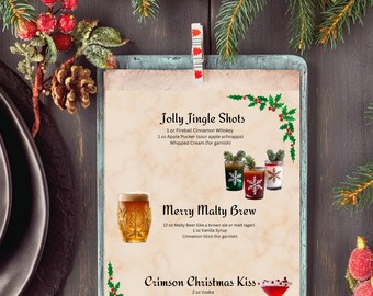 Printable Christmas Bar Menu Holiday Cocktail Menu Festive Drink Menu ...